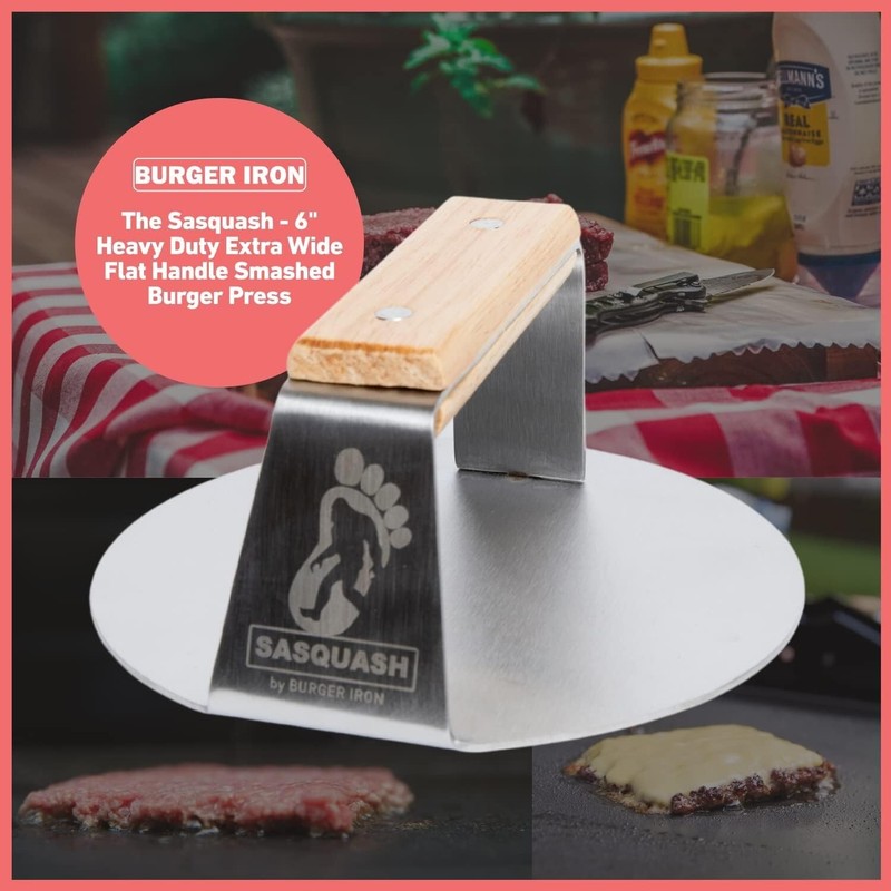 The Sasquash 'Indestructo' Burger Smasher - Professional Grade Wide Flat Hand... gallery