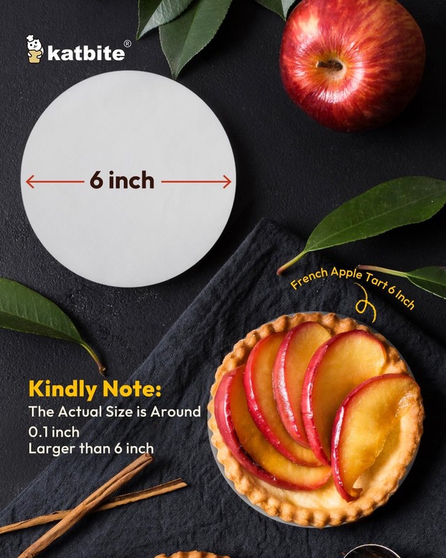 Katbite® 6 Inch 200Pcs Parchment Paper Rounds, Round Baking 6inch-200, White gallery