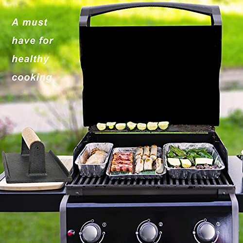 Bacon Hamburger Press For Griddle Flat Top Teppanyaki Pre Seasoned 8 X 4in Cast gallery