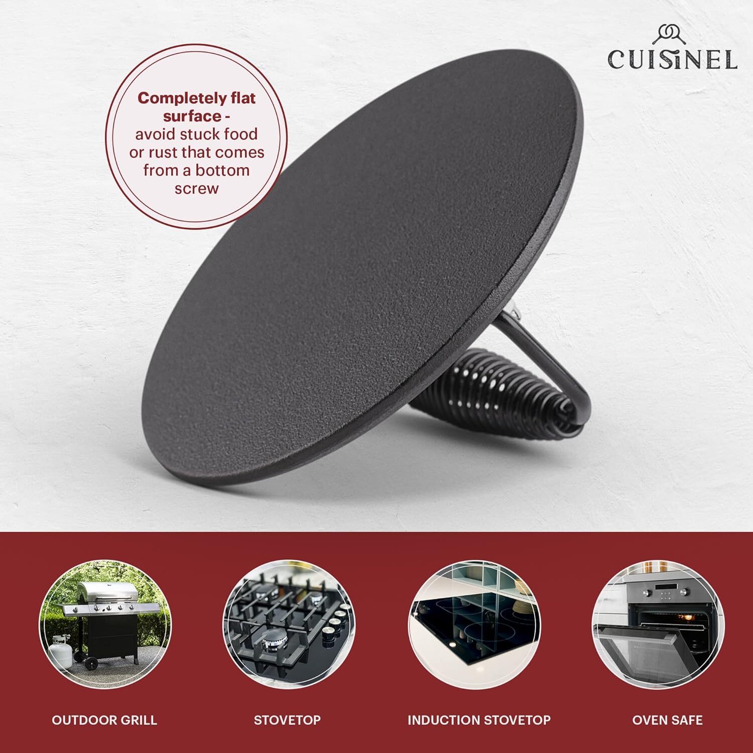 Grill Press Cast Iron Burger Press For Bacon Steak And Smashed Hamburgers 7.5" R gallery