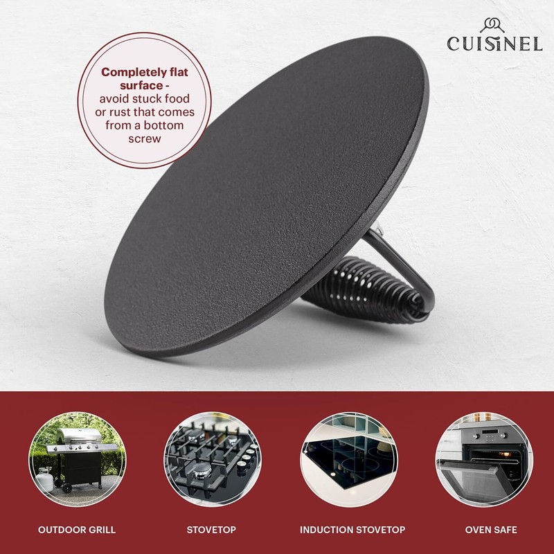 Grill Press Cast Iron Burger Press For Bacon Steak And Smashed Hamburgers 7.5" R gallery