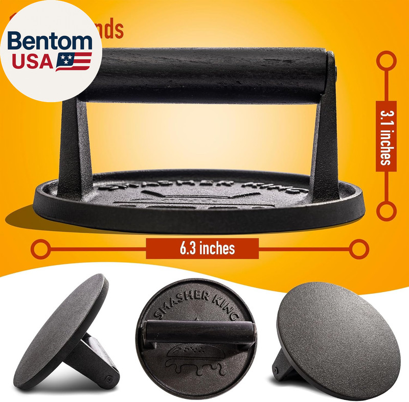 ™ - Premium Cast Iron Smash Burger Press Incl. 25 Pcs of Patty Paper, Burger Sma gallery