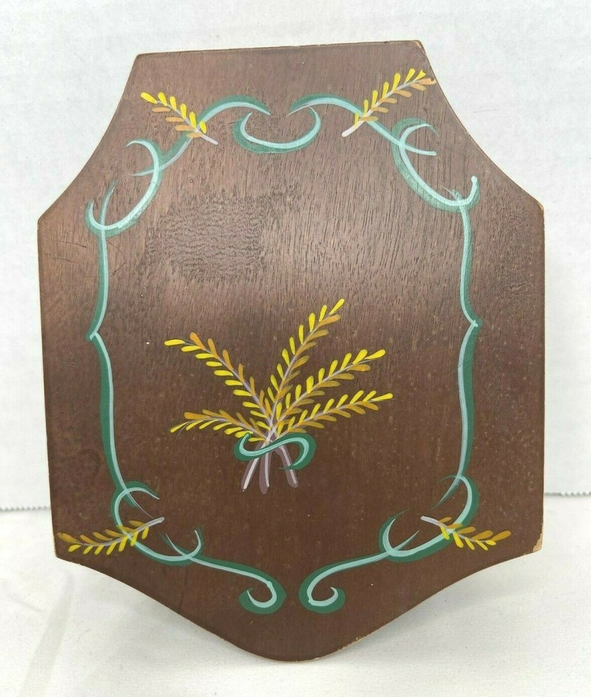 Vintage Wooden Hamburger Press MCM Wheat & Scrolls Japan Woodpecker Ware