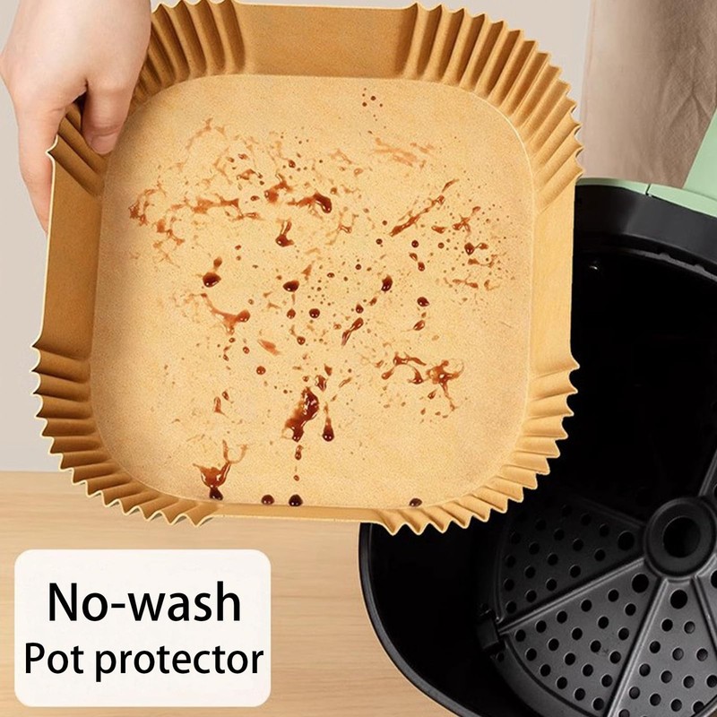 Square Mini Air Fryer Liners for Most 2-3 qt 6.3inch, 100Pcs, 6.3" gallery