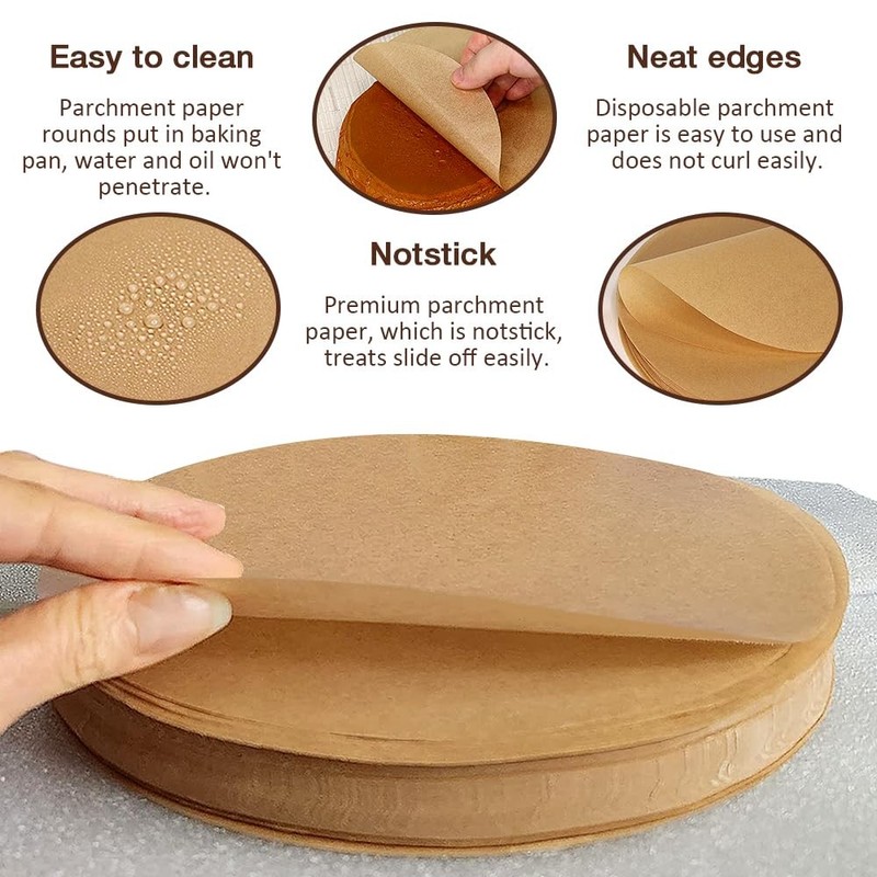 Pharamat 300 Pcs 8 Inch Round Parchment Paper, 8 Inch, Brown gallery