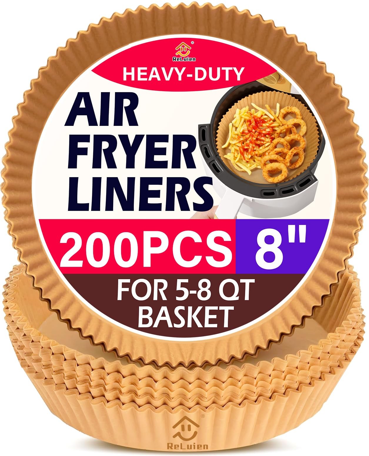 Air Fryer Liners Disposable, 200PCS Non-stick Oil 8inch-200PCS, Yellow gallery