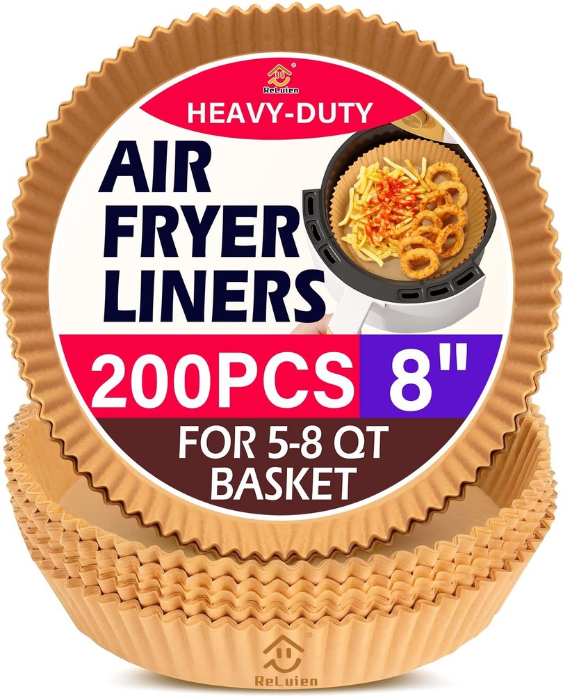 Air Fryer Liners Disposable, 200PCS Non-stick Oil 8inch-200PCS, Yellow