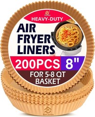 Air Fryer Liners Disposable, 200PCS Non-stick Oil 8inch-200PCS, Yellow