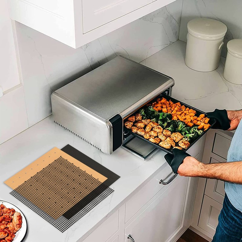 WMKGG 12 inch Square Air Fryer Liners 12"x12"-3 pcs Reusable Mat, Unbleached gallery