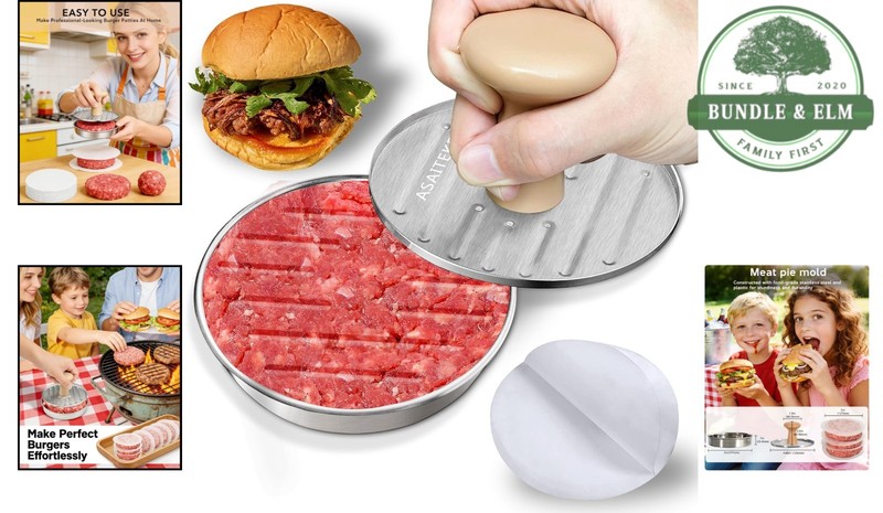Heavy-Duty Stainless Steel Burger Press for Perfectly Shaped Patties Every Time gallery