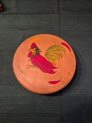 Vintage Wooden Hamburger Press Maker Kitchen Tool Red Rooster Made In Japan