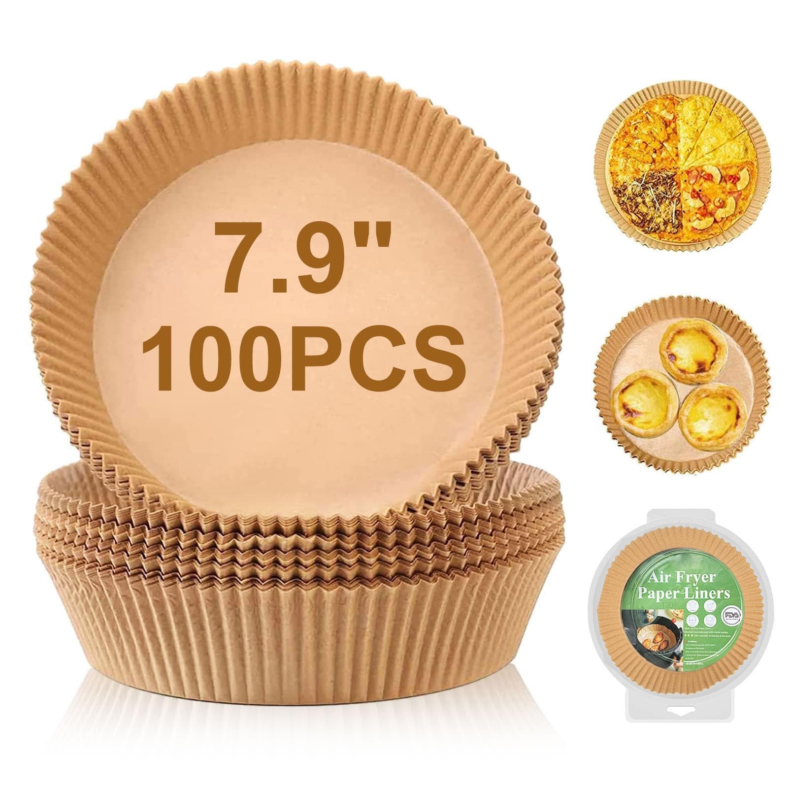 Air Fryer Disposable Paper Liner, 100PCS 7.9 Inch 7.9"Natural, Beige gallery