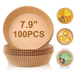 Air Fryer Disposable Paper Liner, 100PCS 7.9 Inch 7.9″Natural, Beige