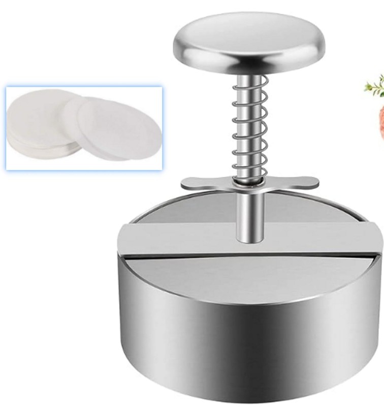 4.5" Burger Maker Press with 50 Patty Paper Stainless Steel Adjustable Non-Stick gallery