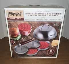 Parini Grilling Double Non-Stick Burger Press & Cheese Melting Dome 8.75″ NIB