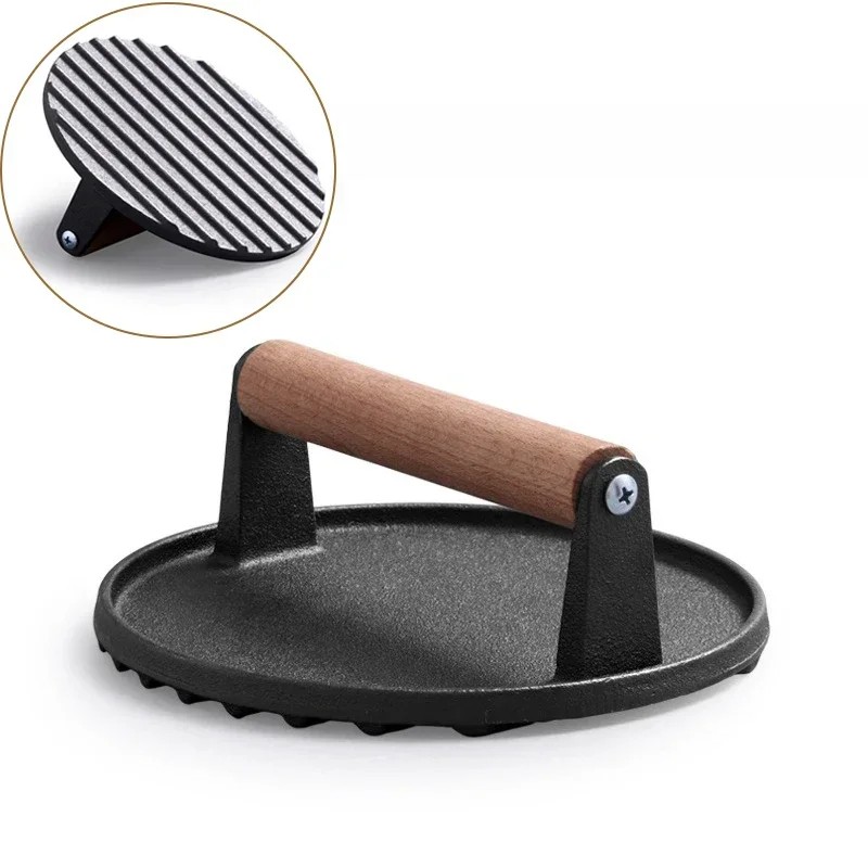 Cast Iron Rectangular Meat Press Heavy-Duty Grill Burger Steak BBQ Tool gallery