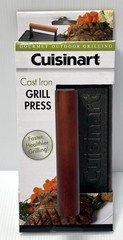 Cuisinart Cast Iron Grill Press Heavy Duty Weight Wood Handle Burger Bacon Press