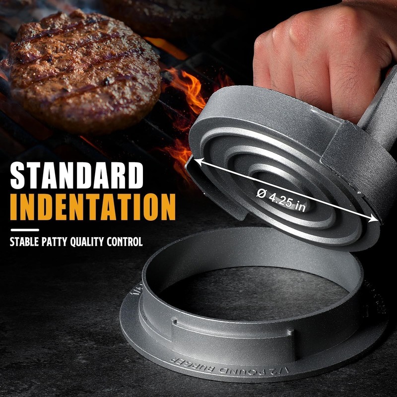 PURPLEBIRD Hamburger Press Patty Maker, 3 Level, 3 sizes adjustable gallery