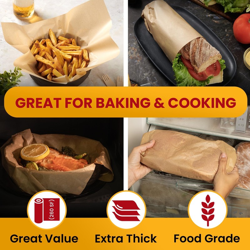 260 Sq.Ft Unbleached Parchment Paper for Baking – Roll with 260 Sq.Ft, Brown gallery