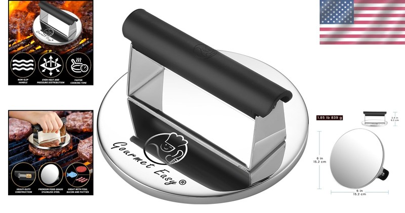 Healthier Cooking Made Easy: 2lb Burger Press with Silicone Handle for Griddles gallery