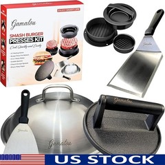 Grill Accessories Set Cast Iron Press Melting Dome Burger Press Spatula Scraper
