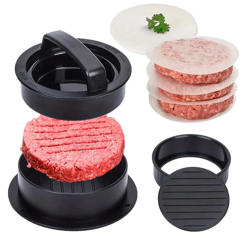 3 in 1 Burger Press Patty Maker Stuffed Hamburger Press Kit with 100 Wax Papers gallery