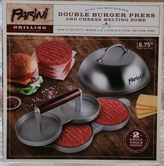 Parini Double Burger Press & Cheese Melting Dome Non-Stick 8.75″ Stainless Steel