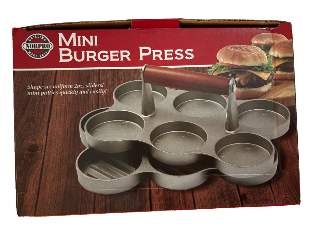 Norpro 6 Cavity Cast Aluminum 2 oz Mini Burger Press - Used 1 time