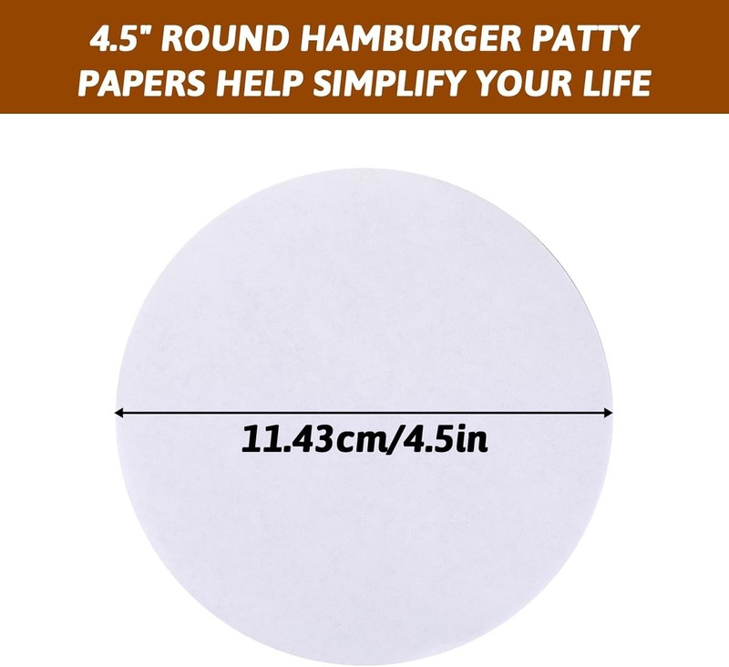 Round Hamburger Patty Papers 4.5 Inch Non-Stick Sheets for Baking and Freezing gallery