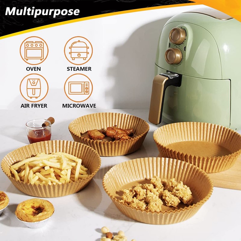 Air Fryer Liners for Chefman 8qt, Airfryer Round Round-10.3inch, Brown gallery