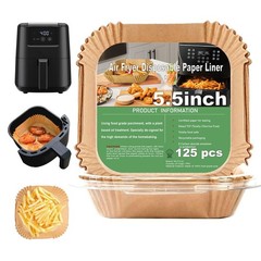 2 QT Air Fryer Liners for CHEFMAN 2 Qt Mini 5.5 Inch Square, Natural