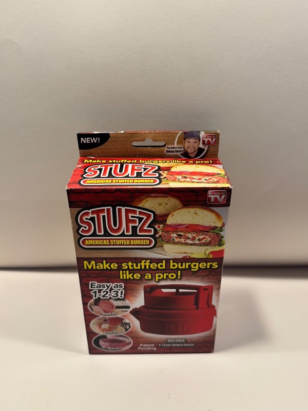 Stufz America’s Stuffed Burger Press As Seen On TV Used In Original Box gallery