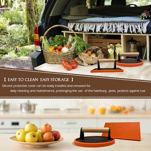 OUTDO.MXT Smash Burger Press Bacon Press 7.08" Round with Hamburger Press Pat... gallery
