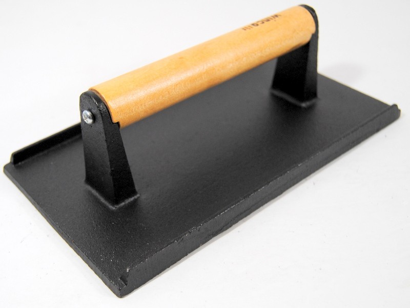 Winco SWA-9 Cast Iron Steak Weight & Bacon Press with Wood "Cool Touch" Handle gallery