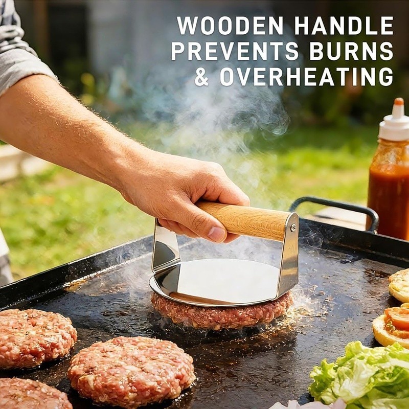 Heavy Duty Burger Press W/ Fast-Melting Dome & Versatile Grill Spatula Set New gallery