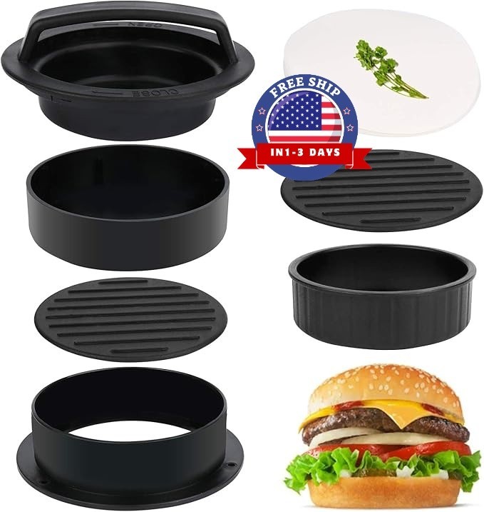 Molde 3 en 1 para Hamburguesas Rellenas con 100 Papeles Antiadherentes Incluidos gallery