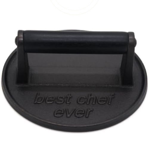 Cast Iron Burger Press 6.5in Grill Smasher Bacon Meat Press Wood Handle BBQ Tool gallery