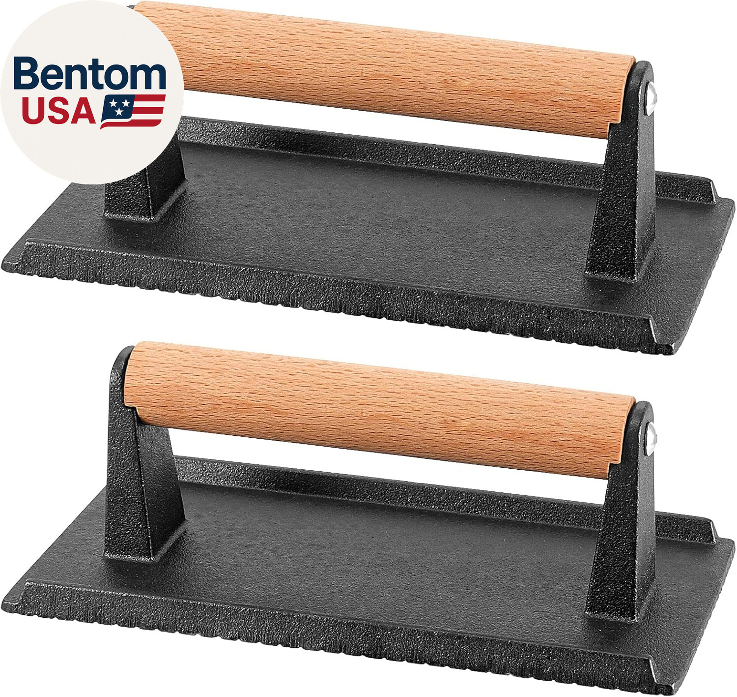 2 PCS 8 X 4 Inch Heavy Duty Cast Iron Grill Press, Flat Bottom Steak Weight Baco gallery