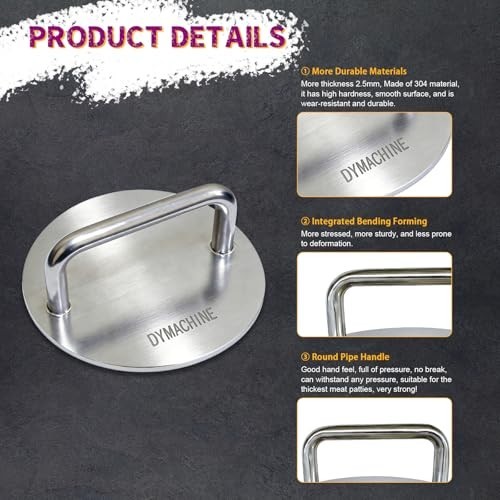 7" Stainless Steel Burger Press - Heavy Duty Non-Stick Smasher for Grilling Beef gallery