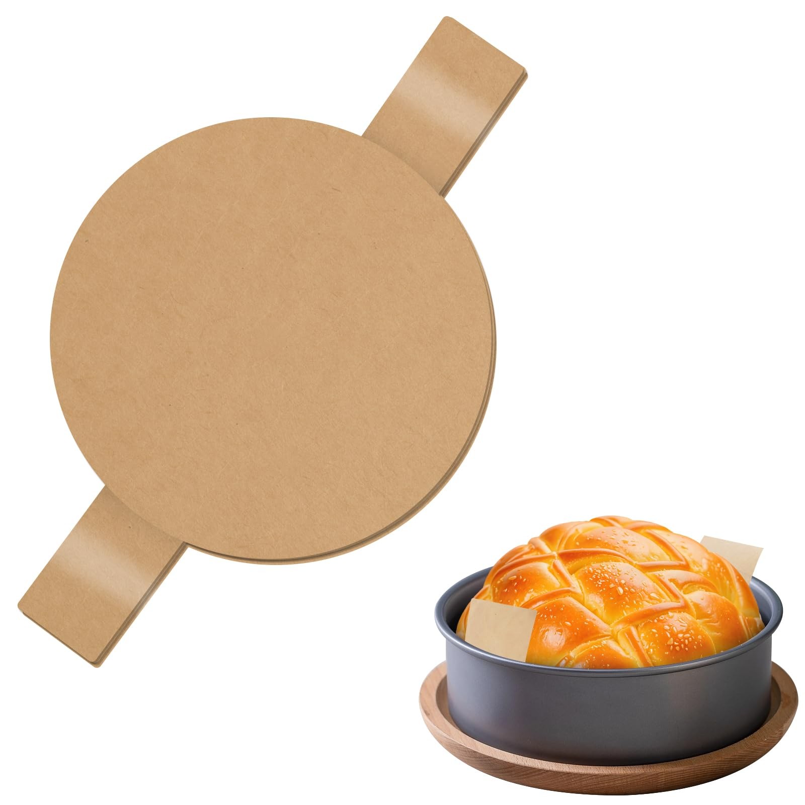 Numola 9 inch Round Parchment Paper with Handles, 9 inch, Unbleached gallery