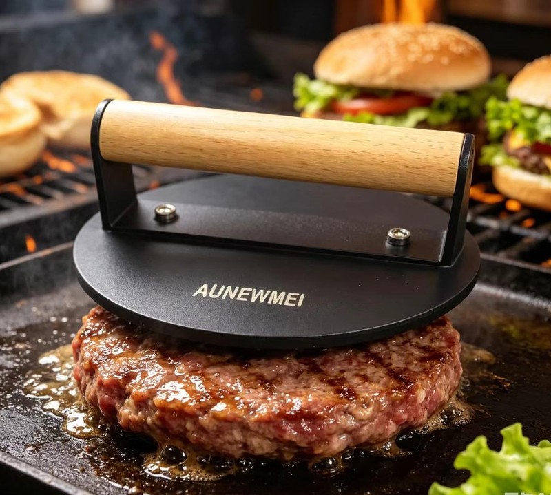 Cast Iron Smashed Burger Press Round Flat Edge Grill Press Crispy Smash Burgers gallery