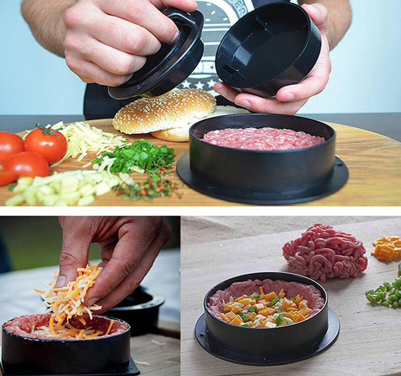 Non Stick Stuffed Burger Press 3 IN 1 Hamburger Patty Molds Maker BBQ Kitchen gallery
