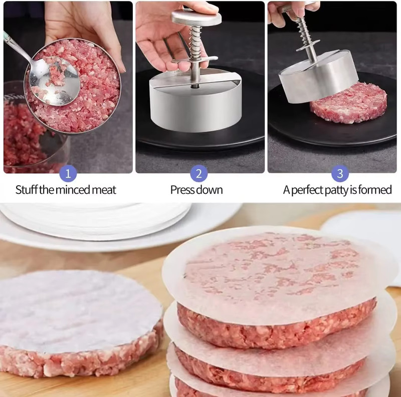 Hamburger Patty Maker Press 304 Stainless Steel Non-Stick round Manual Rice Ball gallery