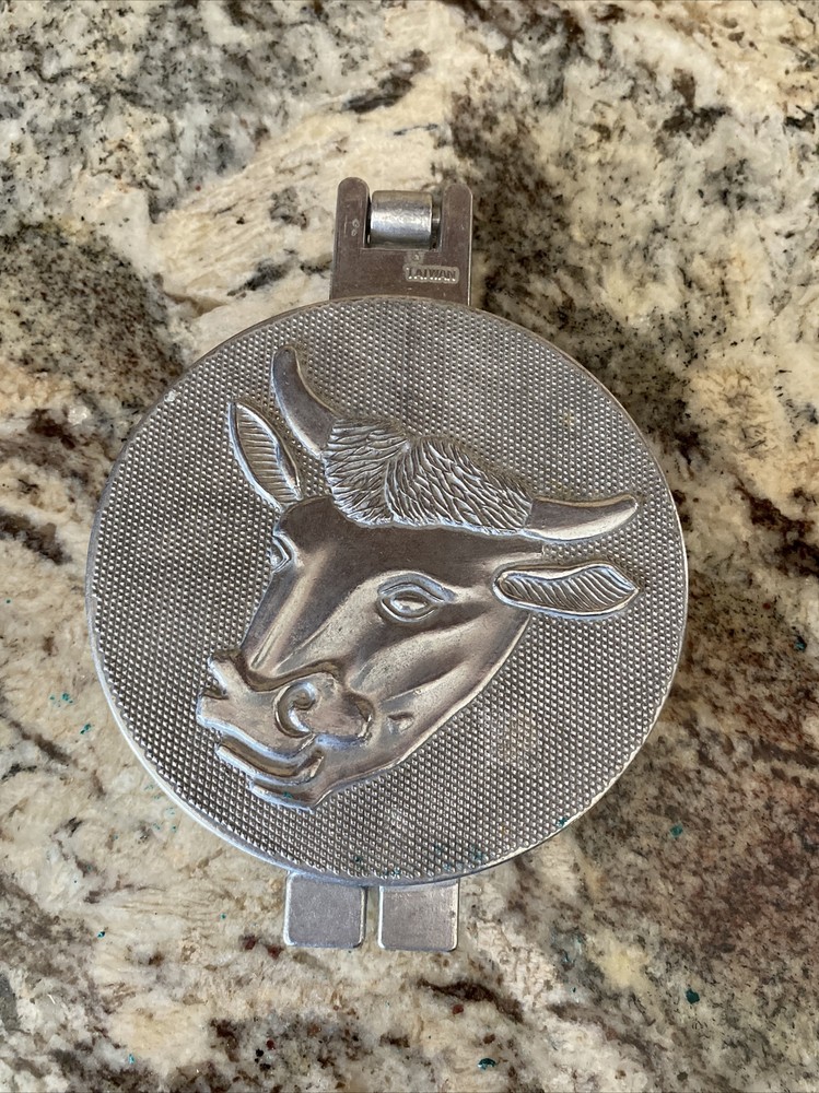 Vintage Farmhouse Cow Metal Hamburger Patty Press Embossed Kitchen Tool