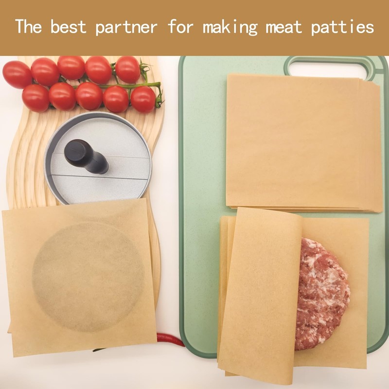 Yuyouqu 100 PCS Hamburger Patty Paper 6''x6'' 6''X6'' 100PCS, Brown Square gallery