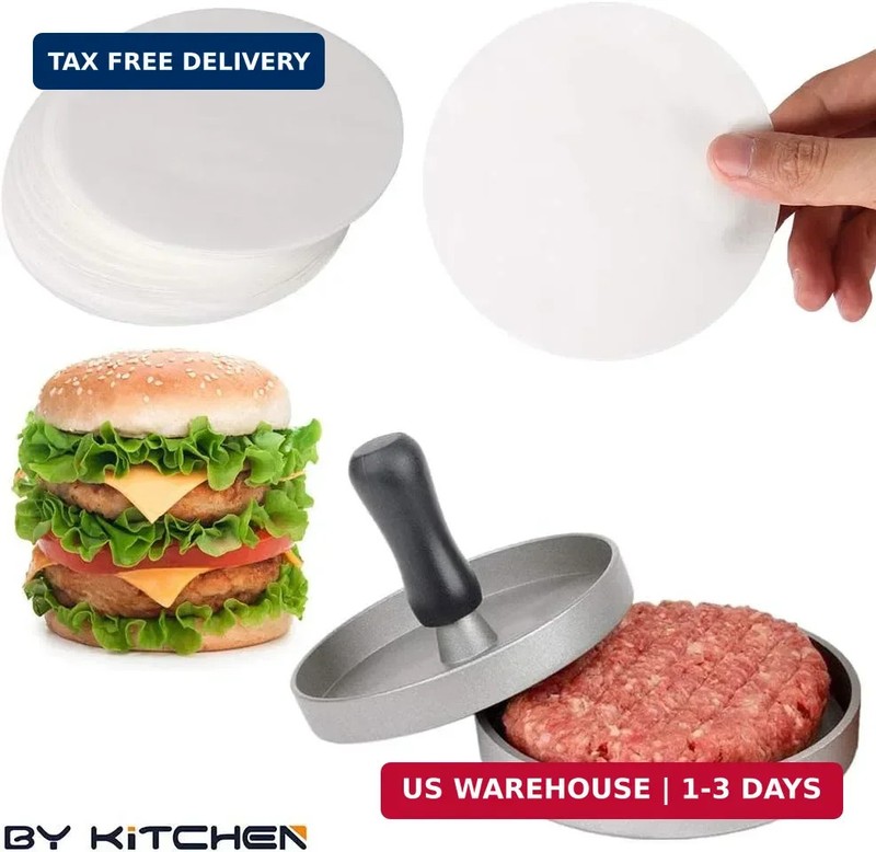 Burger Patty Paper Rounds for 4/4.5 Inch Burger Press, 200pcs 4.5inch Baking Par gallery