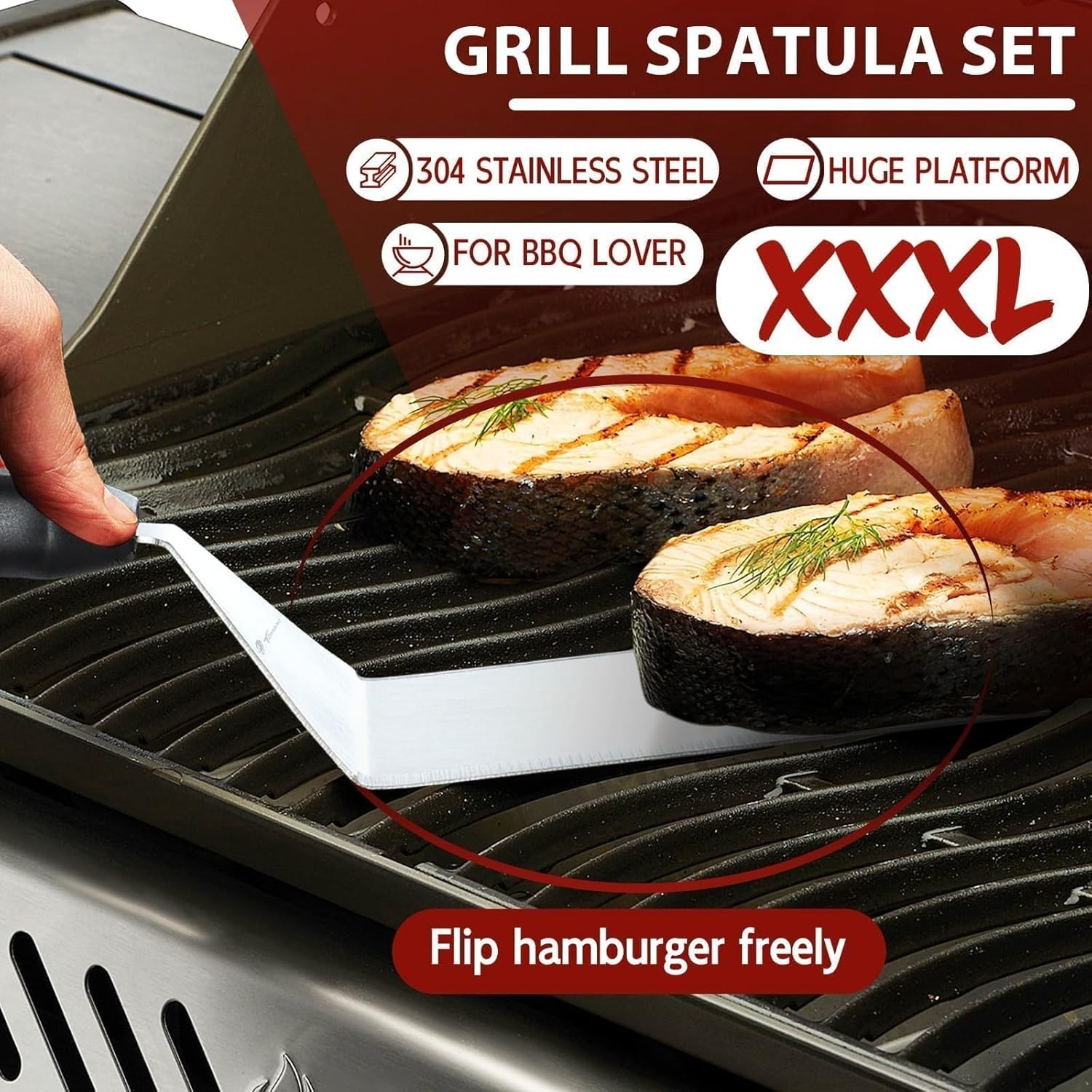 Smash Burger Press Kit – 3-Pc Stainless Steel Spatula Set for BBQ gallery