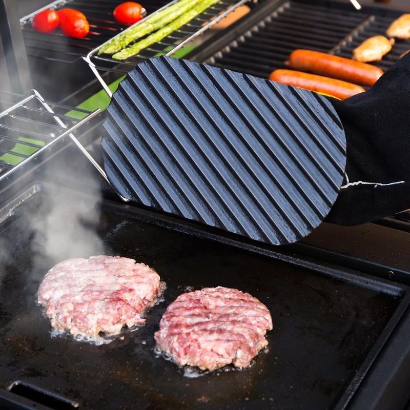 Pre-Seasoned Cast Iron Griddle Press 2lb Heat Resistant Handle Cooking Tool New gallery