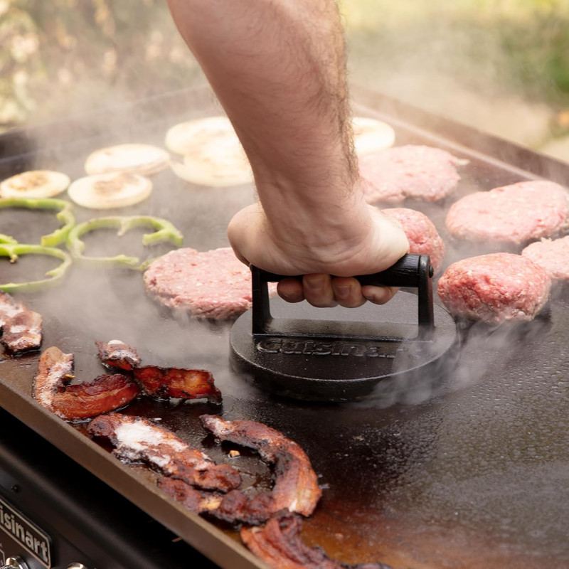 6.5" Cast Iron Smashed Burger Press, round Flat Edge Grill Press for Crispy Smas gallery