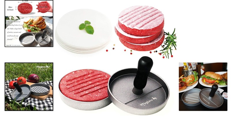 Effortless Burger Press with 100 Non-Stick Patty Papers | Perfect for Groceries gallery